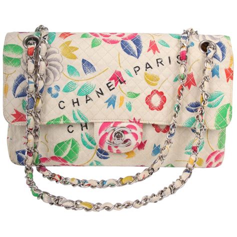 chanel vintage floral print single flap bag